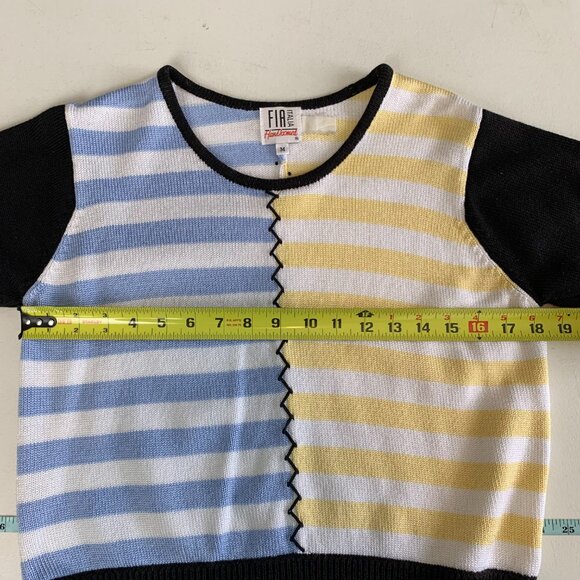 Vintage Via Italia Sweater Womens Medium Short Sleeve Cropped Striped Hand Comb - Picture 5 of 7